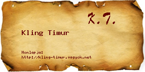 Kling Timur névjegykártya